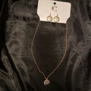 Charming Charlie Gold Necklace/Earring Set. New